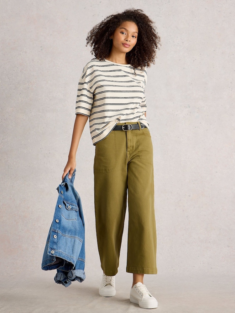 White Stuff Green Tia Wide Leg Crop Jeans - Image 1 of 6 White Stuff Green Tia Wide Leg Crop Jeans - Image 1 of 6