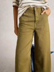 White Stuff Green Tia Wide Leg Crop Jeans - Image 4 of 6