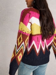 White Stuff Pink Alice Abstract Jumper - Image 2 of 6