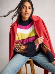 White Stuff Pink Alice Abstract Jumper - Image 3 of 6