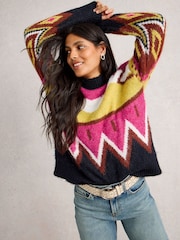 White Stuff Pink Alice Abstract Jumper - Image 4 of 6