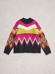 White Stuff Pink Alice Abstract Jumper - Image 5 of 6