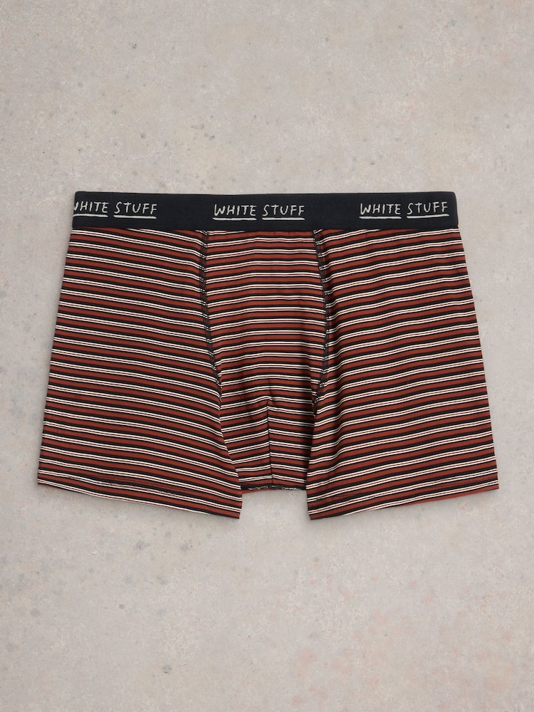 White Stuff Red Hove Stripe and Plain Boxers 2 Pack - Image 2 of 3