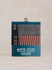 White Stuff Red Hove Stripe and Plain Boxers 2 Pack - Image 3 of 3