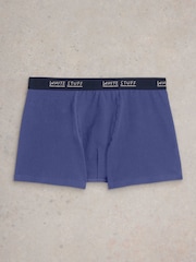 White Stuff Blue Hove Stripe and Plain Boxers 2 Pack - Image 2 of 3