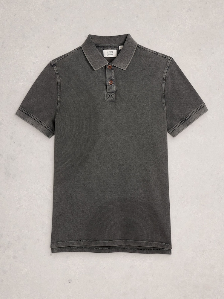 White Stuff Black Utility Polo Shirt - Image 1 of 2
