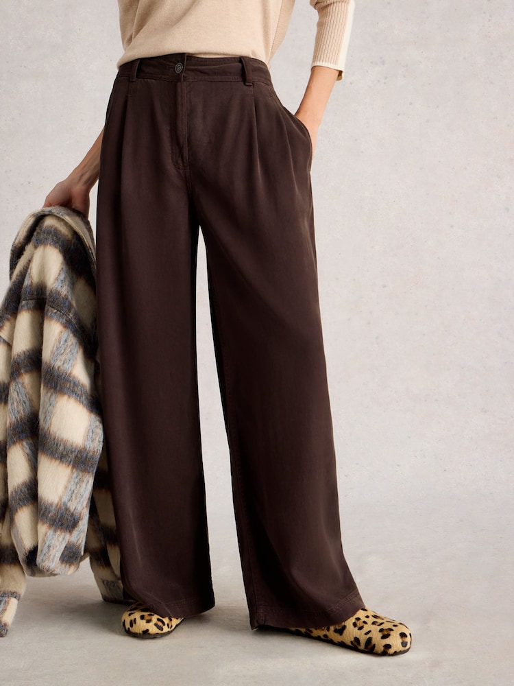 White Stuff Brown Sasha Wide Leg Trousers - Image 2 of 6