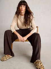 White Stuff Brown Sasha Wide Leg Trousers - Image 4 of 6