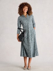 White Stuff Blue Rua Jersey Shirt Dress - Image 1 of 6