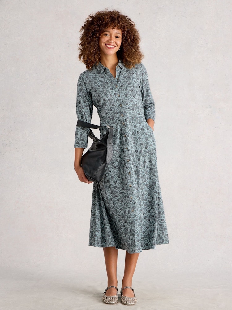 White Stuff Blue Rua Jersey Shirt Dress - Image 1 of 6
