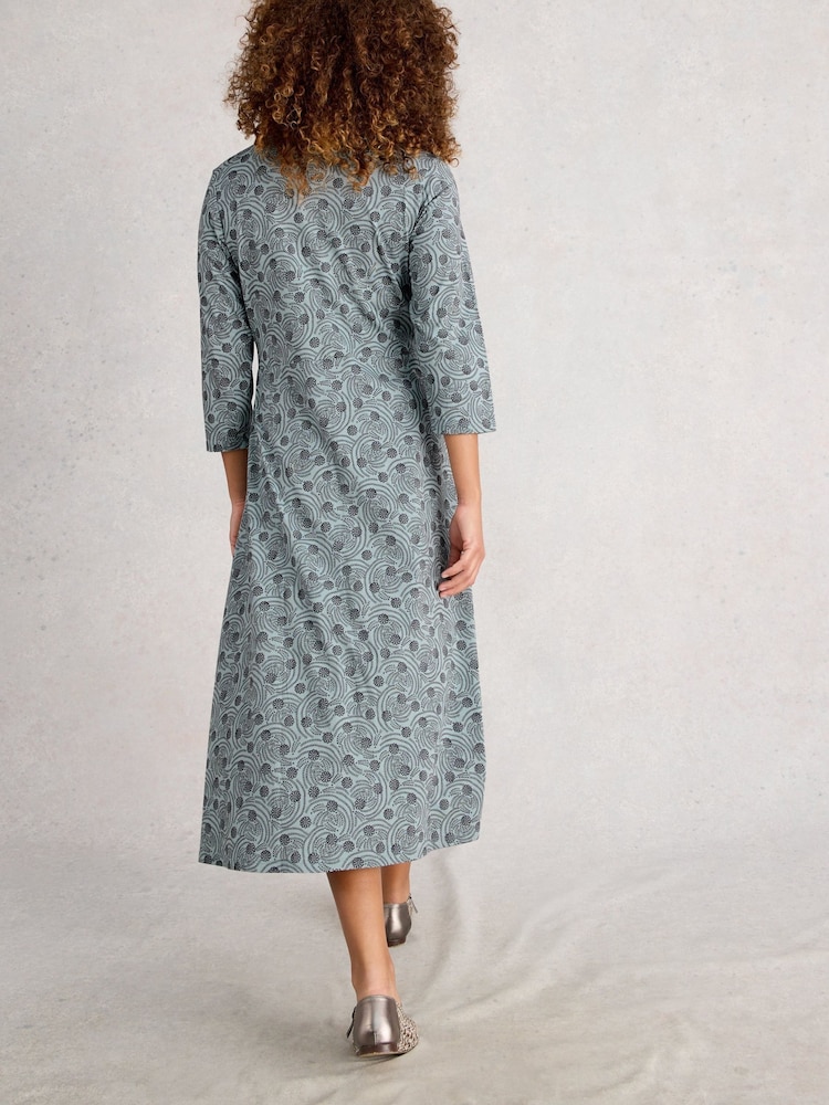White Stuff Blue Rua Jersey Shirt Dress - Image 2 of 6