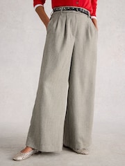 White Stuff Grey Sasha Wide Leg Tweedy Trousers - Image 1 of 6
