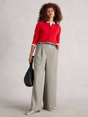 White Stuff Grey Sasha Wide Leg Tweedy Trousers - Image 4 of 6