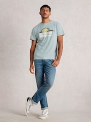 White Stuff Blue Abersoch Graphic Print Bike Sun T-Shirt - Image 1 of 6