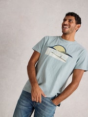 White Stuff Blue Abersoch Graphic Print Bike Sun T-Shirt - Image 2 of 6