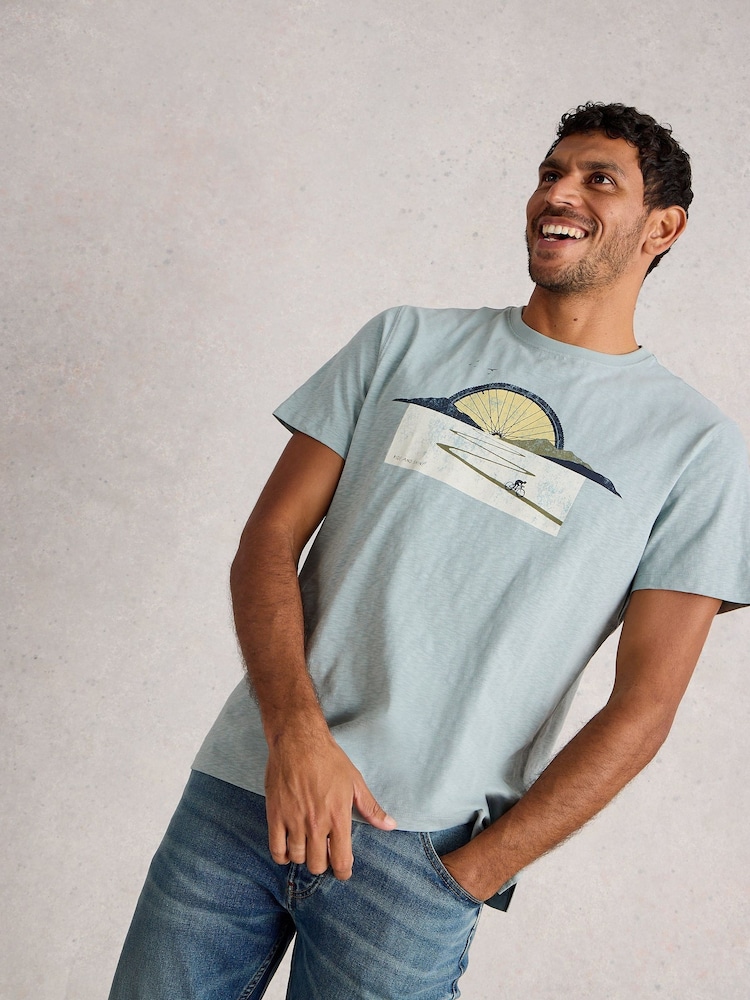 White Stuff Blue Abersoch Graphic Print Bike Sun T-Shirt - Image 2 of 6