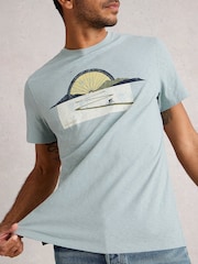 White Stuff Blue Abersoch Graphic Print Bike Sun T-Shirt - Image 3 of 6