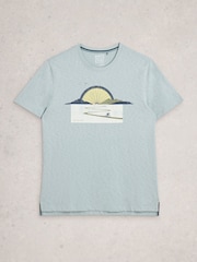 White Stuff Blue Abersoch Graphic Print Bike Sun T-Shirt - Image 5 of 6