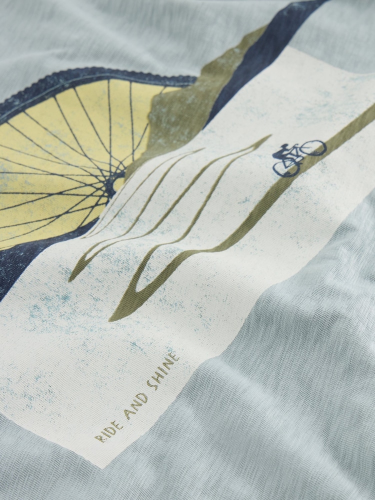 White Stuff Blue Abersoch Graphic Print Bike Sun T-Shirt - Image 6 of 6