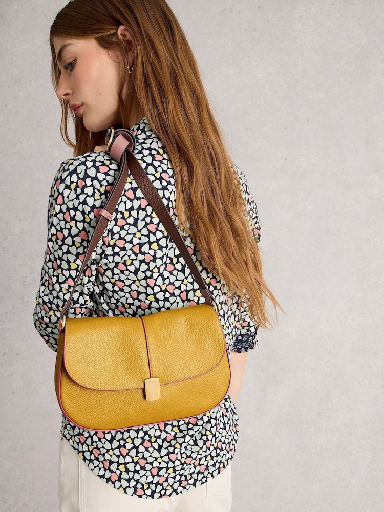 White Stuff Yellow Silvy Lock Cross-Body Bag - Image 5 of 5