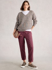 White Stuff Natural Texture V-Neck Jumper - Image 1 of 6