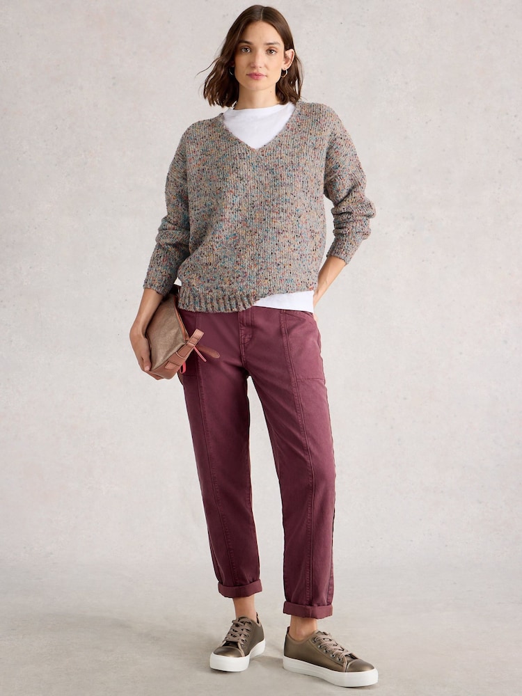 White Stuff Natural Texture V-Neck Jumper - Image 1 of 6
