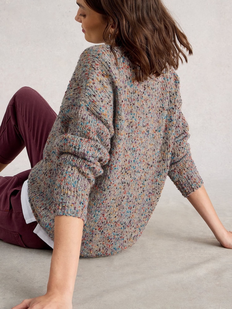 White Stuff Natural Texture V-Neck Jumper - Image 2 of 6