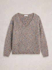 White Stuff Natural Texture V-Neck Jumper - Image 5 of 6