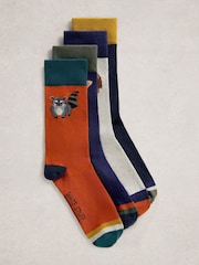 White Stuff Blue Woodland Ankle Socks 4 Pack - Image 1 of 4