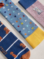 White Stuff Blue 3PK Dog Pals Ankle Socks - Image 2 of 2