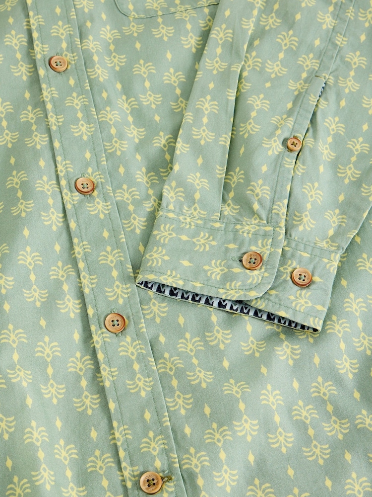 White Stuff Green Finsbury Batik Print Shirt - Image 6 of 6