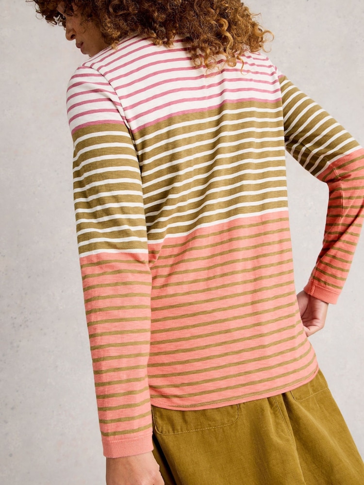 White Stuff Green Clara Long Sleeve Stripe T-Shirt - Image 2 of 6
