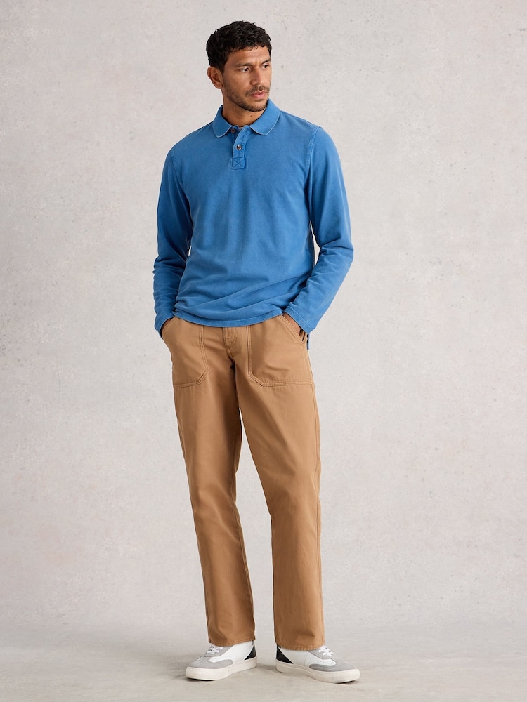 White Stuff Blue Long Sleeve Utility Polo Shirt - Image 1 of 6 White Stuff Blue Long Sleeve Utility Polo Shirt - Image 1 of 6