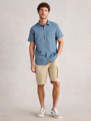 White Stuff Blue Finsbury Flower Short Sleeve Print Shirt - Image 4 of 6
