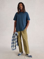 White Stuff Blue Harrington Heavy Weight T-Shirt - Image 1 of 6