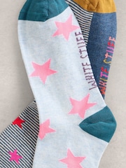 White Stuff Grey 2 Pack Star Ankle Socks - Image 2 of 2