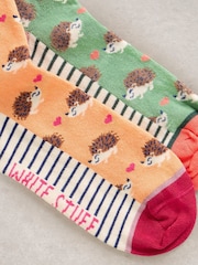 White Stuff Orange 2 Pack Hedgehog Socks - Image 2 of 2
