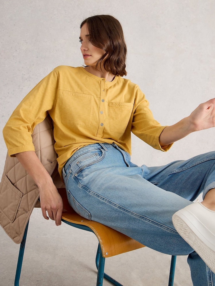 White Stuff Yellow Beth 3/4 Sleeve Shirt - Image 2 of 6 White Stuff Yellow Beth 3/4 Sleeve Shirt - Image 2 of 6