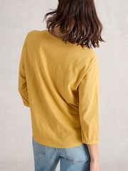 White Stuff Yellow Beth 3/4 Sleeve Shirt - Image 4 of 6