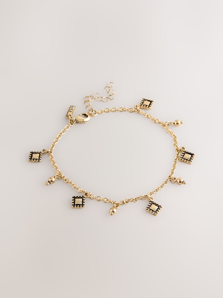 Gold Tone Charm Drop Anklet - Image 2 of 4