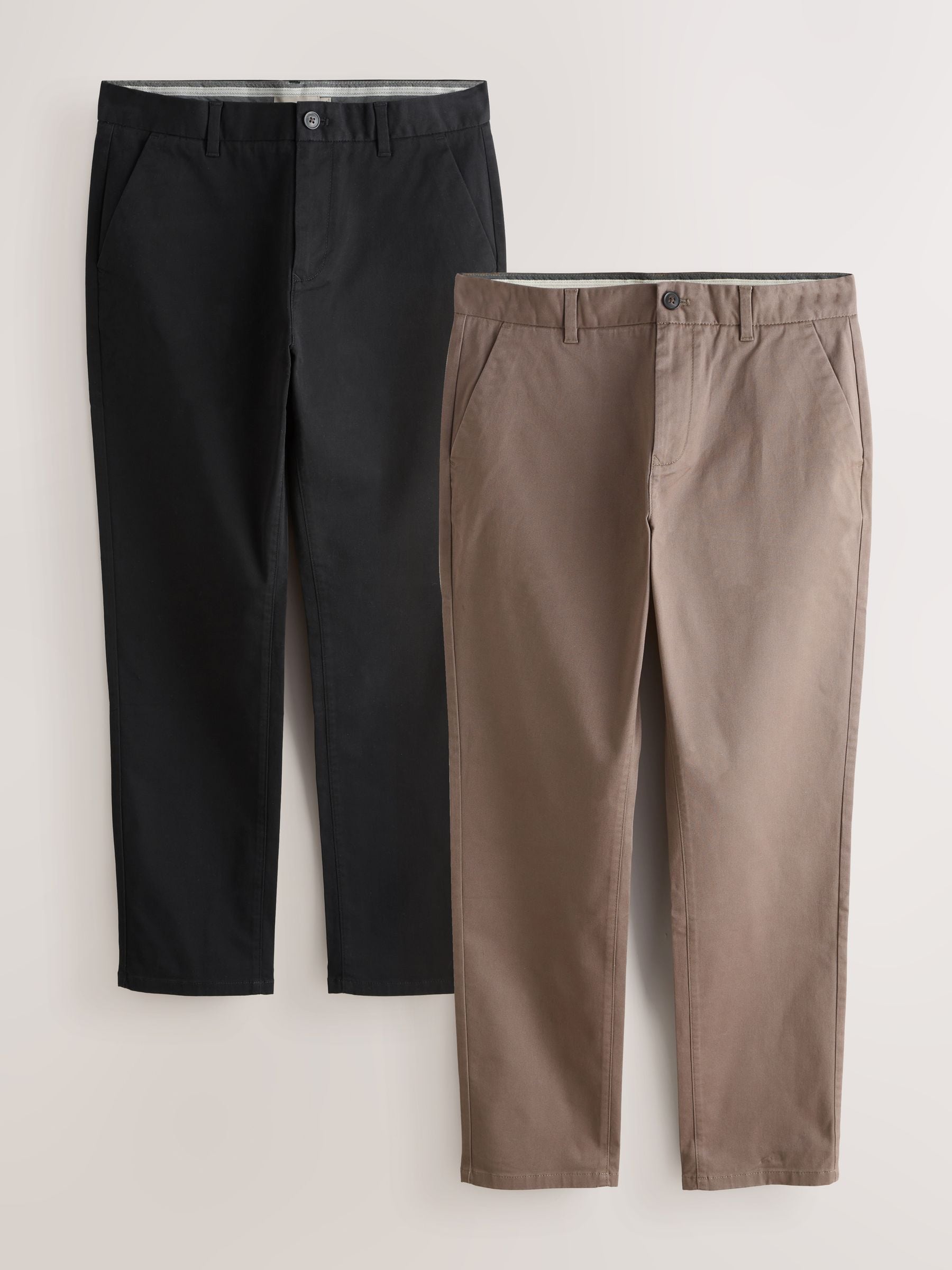 Buy Neutral/Black Slim Fit Stretch Chino Trousers 2 Pack from Next USA
