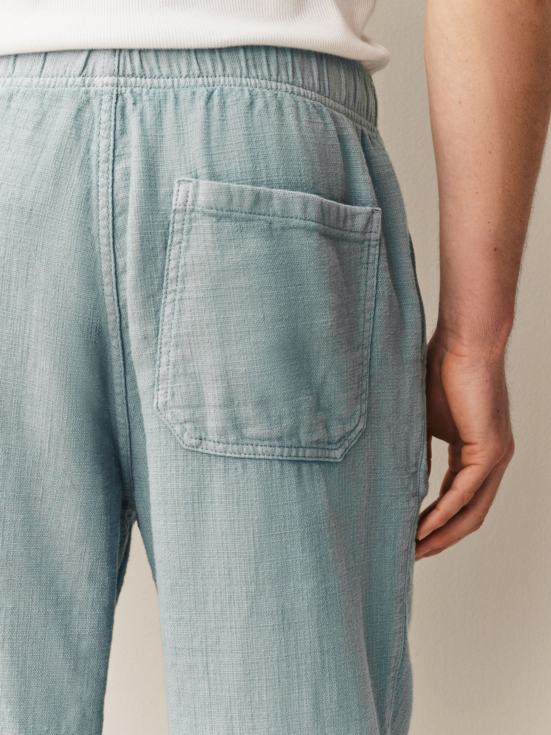 Buy Light Blue Relaxed Fit Cotton Elasticated Drawstring Trousers