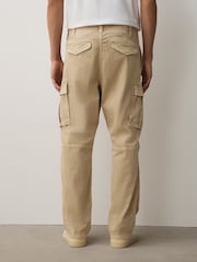 Stone Relaxed Fit Authentic Washed Cotton Rich Cargo Trousers With Stretch - Image 2 of 11