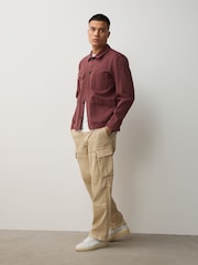 Stone Relaxed Fit Authentic Washed Cotton Rich Cargo Trousers With Stretch - Image 3 of 11