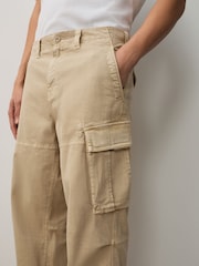 Stone Relaxed Fit Authentic Washed Cotton Rich Cargo Trousers With Stretch - Image 5 of 11