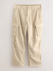 Stone Relaxed Fit Authentic Washed Cotton Rich Cargo Trousers With Stretch - Image 7 of 11