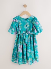 Green Floral Embellished Occasion Dress (3-16yrs) - Image 5 of 7