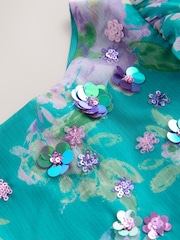Green Floral Embellished Occasion Dress (3-16yrs) - Image 6 of 7