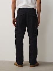 Black Relaxed Fit Authentic Washed Cotton Rich Cargo Trousers With Stretch - Image 2 of 6