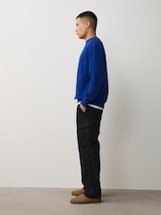 Black Relaxed Fit Authentic Washed Cotton Rich Cargo Trousers With Stretch - Image 4 of 6